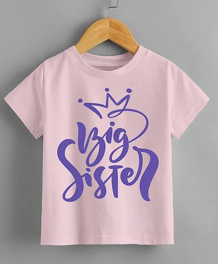 KNITROOT Half Sleeves Big Sister Printed T Shirt - Pink