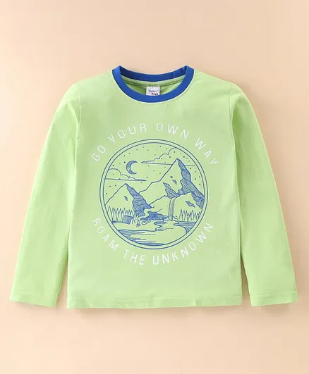 Taeko Cotton Jersey Full Sleeves T-Shirt Go Your Own Way Printed - Green