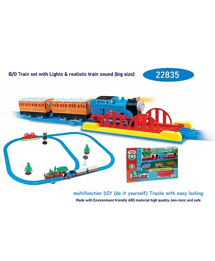 Negocio Big Size Battery Operated Hmc Tomas Toy Train Track Set with Sound and Flashing Lights Train with Coal Wagon Tanker  36 Pcs - Color May Vary