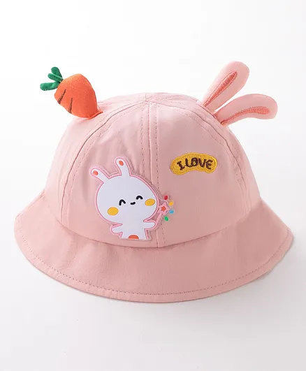 Babyhug Bucket Hat Bunny Design Pink - Diameter 17 cm