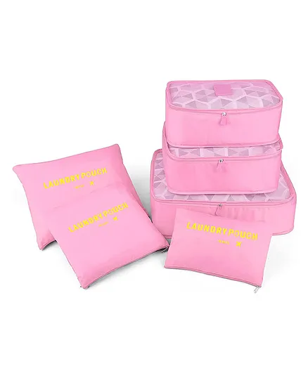 Neonate Care 6Pcs 1Set Travel Storage Bag Storage Clothes Bag Luggage Case Bag Suitcase Underwear Organizer Make Up Organizer Bag Baby Pink