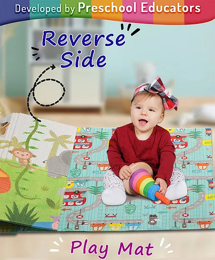 Intelliskills 2 in 1 Play Mat Jungle & Roadmap Theme - Multicolour