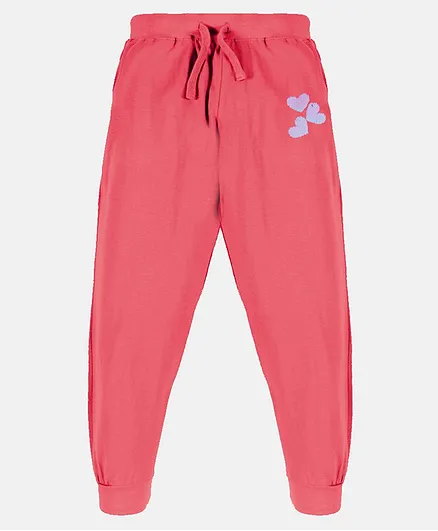 Kiddopanti Sequin Heart Embellished Track Pant - Peach