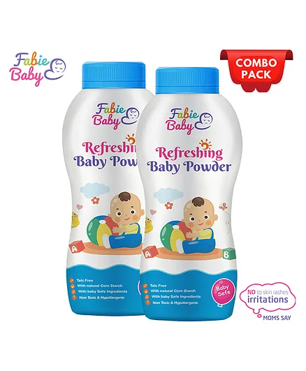 Fabie Baby Refreshing Baby Powder with Natural Ingredients Soothes & Moisturises Baby's Skin Paraben Free 100g pack of 2