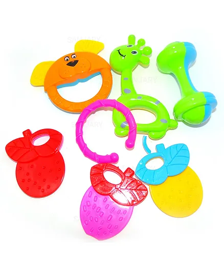Sanjary colourful Rattles and Teethers- Multicolour