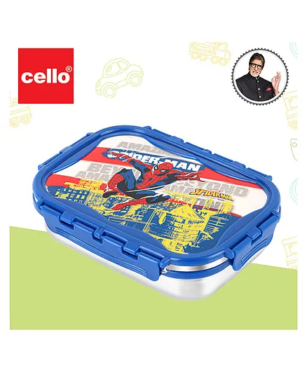 Cello Spiderman Printed Stainless Steel Click It Tiffin Box Medium - Blue