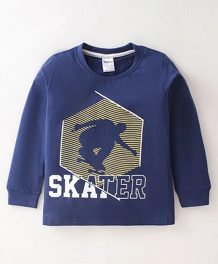 Taeko Cotton Jersey  Knit Full Sleeves   Skater Print T-Shirts - Royal Blue