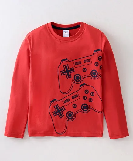 Taeko Cotton Jersey Full Sleeves T-Shirt Game Controller Printed - Red