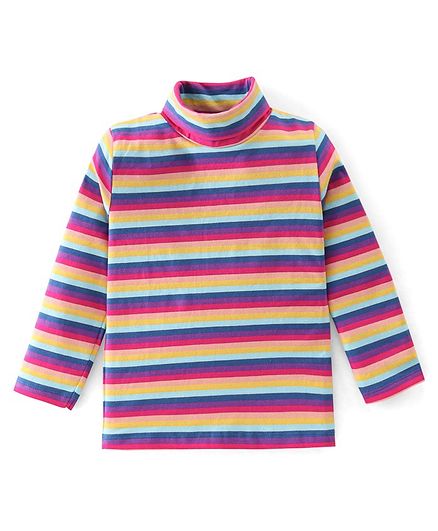 Babyhug 100% Cotton Full Sleeves Skivi T-Shirt with Stripes - Multicolor