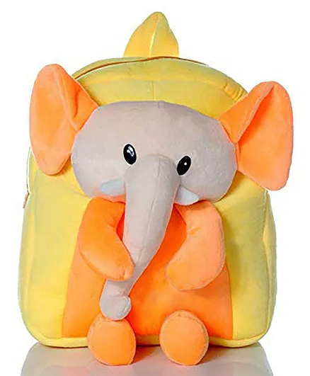Frantic Premium Quality Soft Design Full Body Orange Elephant Bag for Kids - 14 Inches