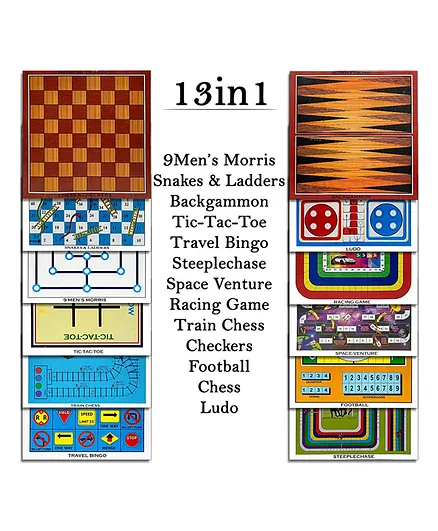 DHAWANI 13 in 1 Magnetic Board Game Ludo Chess, Snake and Ladder and Many More Games for Kids Multicolour