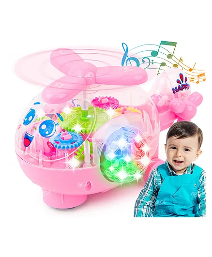 Fiddlerz Musical Toy Battery Operated Transparent Gear Helicopter for Kids  Pink for (0-24 Months) Online India, Buy at 14549849