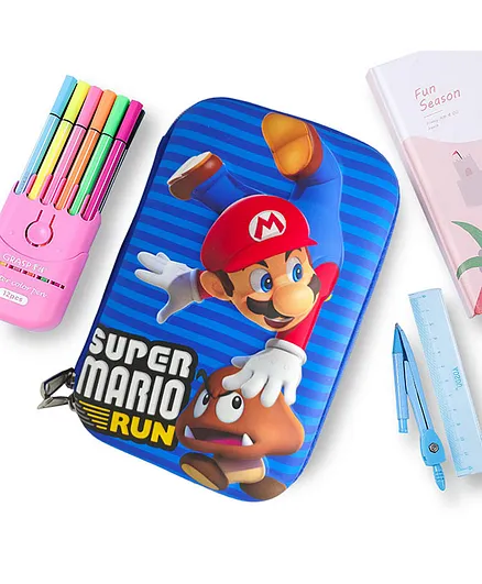 SVE 3D Super Mario Run Embossed Pencil Case with Compartments - Multicolor