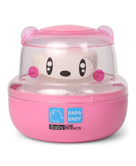 Papa Baby Powder Puff Panda Face Design - Pink (Print May Vary)