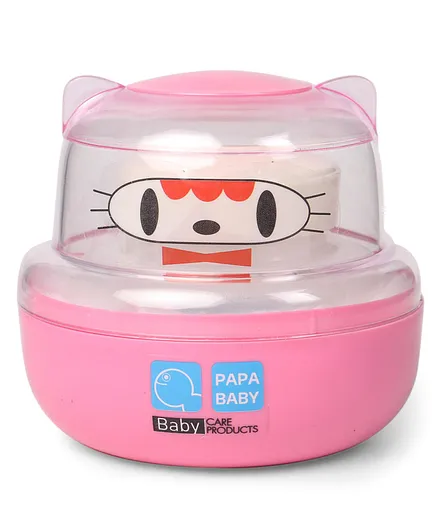 Papa Baby Powder Puff Kitty Face Design - Pink