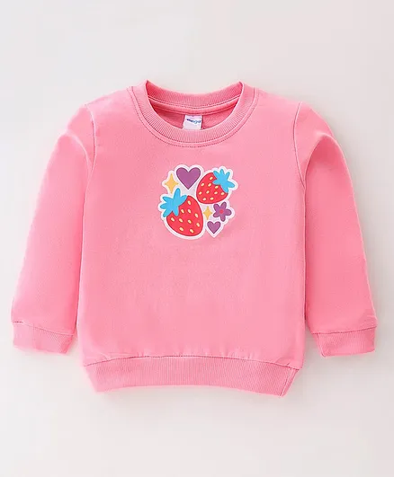 Tango Cotton Looper Knit Full Sleeves T-Shirt Strawberry Print- Pink