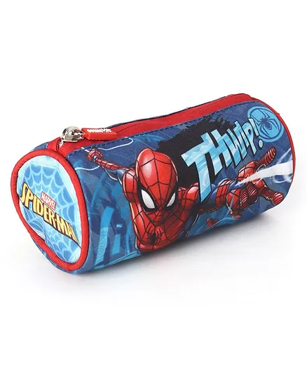 Marvel Spider Man Round Pencil Pouch with Zip - Blue