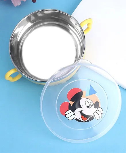 Marvel Mickey Mouse Print Stainless Steel Bowl With Lid - Yellow