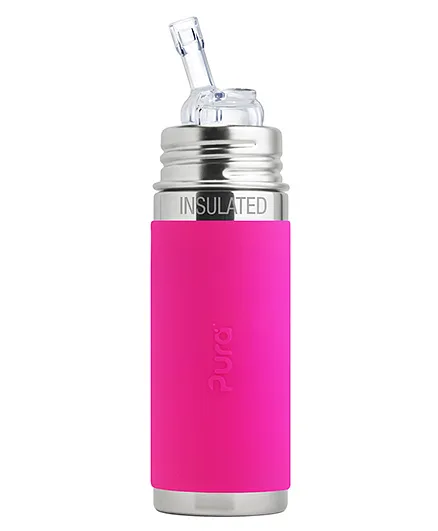 Pura Straw Vaccum Insulated Bottle Pink - 260 ml