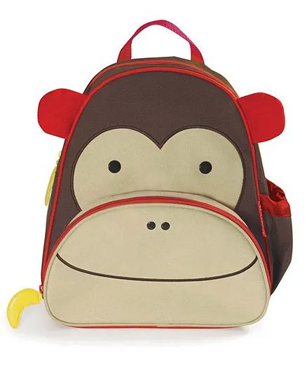 Skiphop School Bag Monkey Design Brown - 12 Inches