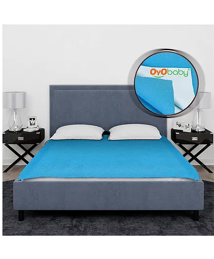 OYO BABY Waterproof Instant Dry Sheet Baby Bed Protector Extra Absorbent Crib Sheet Double Bed Size  - Blue