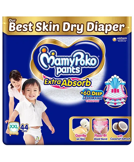 MamyPoko Pants Extra Absorb Baby Diapers, Extra Extra Large (XXL