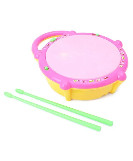 Zoe Musical Flash Drum with Light - Pink & Yellow