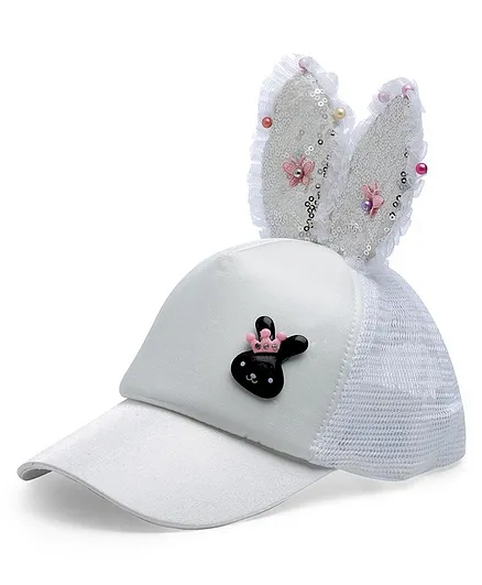 Babymoon Bunny Ears & Applique Detailed Summer Cap - White