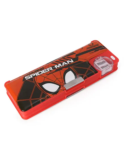 Marvel Spider-man Magnetic Pencil Case with Sharpener Stationary Organizer Pencil Box - Red