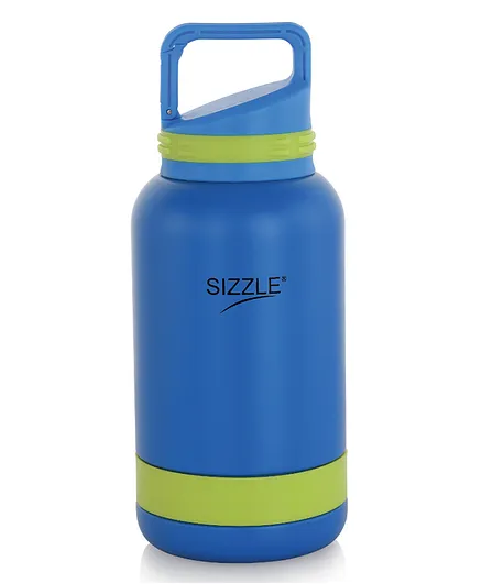 Sizzle Double Wall Vacuum Insulated Flask Water Bottle Leakproof 12 Hours Hot 12 Hours Cold Blue - 500 ml