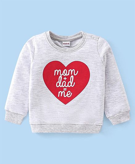 Babyhug Full Sleeves Sweatshirt with Text & Heart Graphics - White