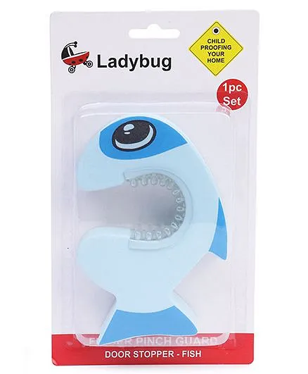 Ladybug Finger Pinch Guard Door Stopper Fish Shape - Blue