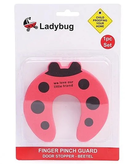 Ladybug Finger Pinch Guard Door Stopper Beetel Shape - Red