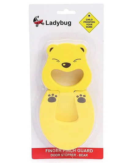 Ladybug Finger Pinch Guard Door Stopper Bear Shape - Yellow