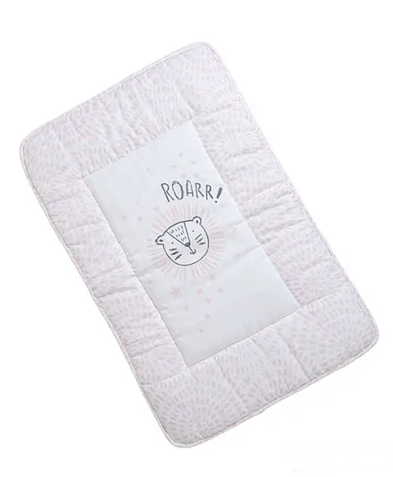 Carerio Pure Cotton Baby Mats With Tiger Roar Print (43x68 Cm) - Pink