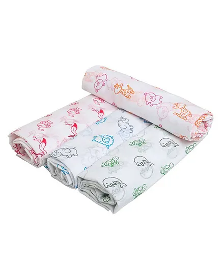 Carerio New Born Baby Pure Cotton Swaddle Wraps  Animal Print - Multicolour
