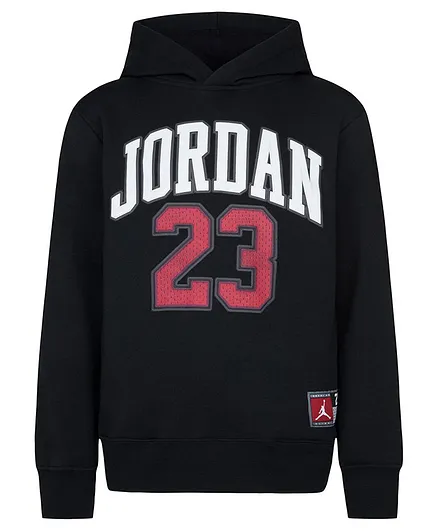 Jordan Fleece Full Sleeves Placement Brand Name Printed Pullover Hoodie - Black