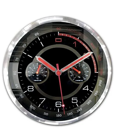 EZ Life Motor Sports Dashboard Wall Clock - Black & Silver