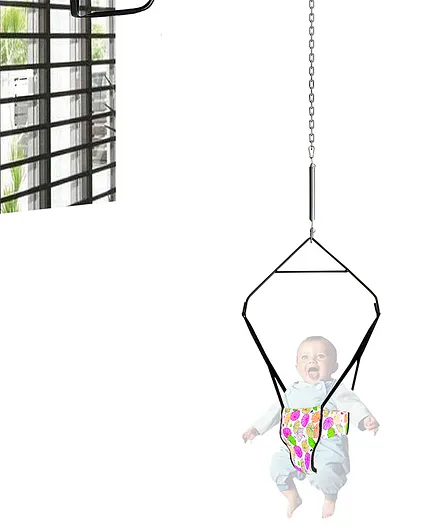 Vparents 2 in 1 Baby Toddler Jumper with Window Hanging Metal Stand Cum Baby Walking Harness Function- Purple