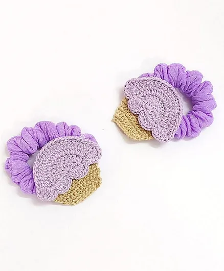 HAPPY THREADS Set Of 2 Crochet Ice Cream Embellished Hair Bands - Purple
