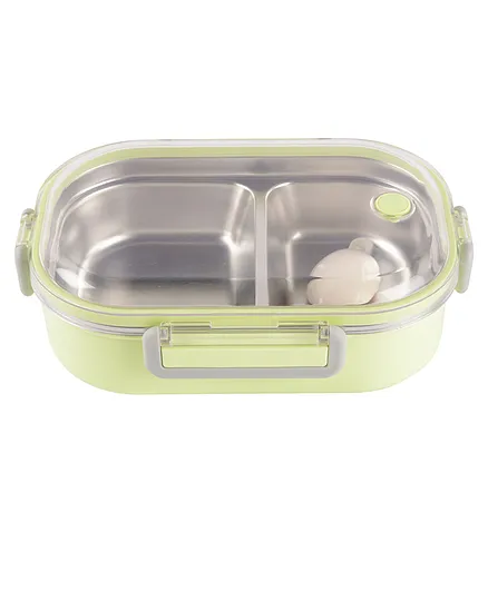 Yellow Bee Stainless Steel Lunch Box with Spoon, Green- 650 ml