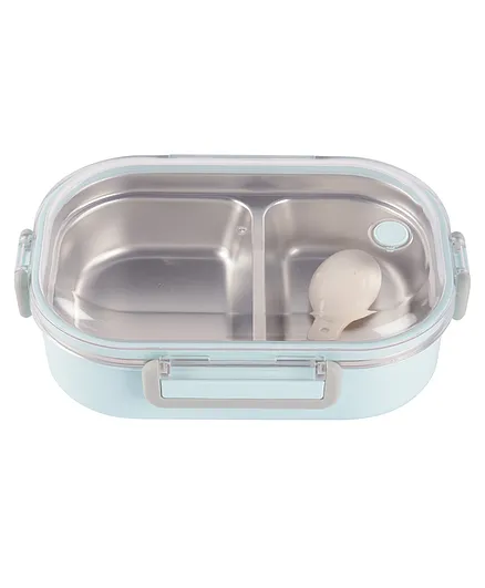 Yellow Bee Stainless Steel Lunch Box with Spoon, Blue- 650 ml