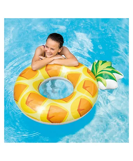 Intex Inflatable Swimming Pineapple Tube Water Pool Floater For Kids And Adults - Multicolor