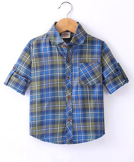 Rikidoos Full Sleeves Plaid Checked Shirt - Royal Blue