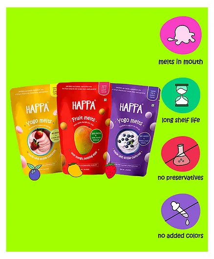 Happa Fruit and Greek Yogurt Melts 100% Fruit and Yogurt Candy