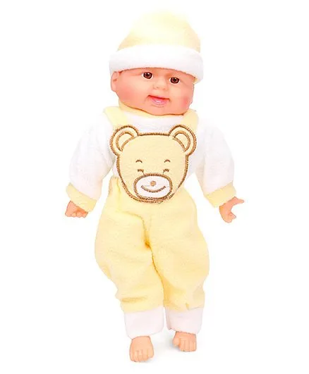 Smiles Creation Baby Doll Bear Design Off White Yellow - 36 cm