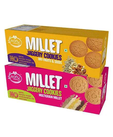 Early Food Dry Fruit & Multigrain Millet Jaggery Cookies Assorted Pack of 2 - 150 gm each
