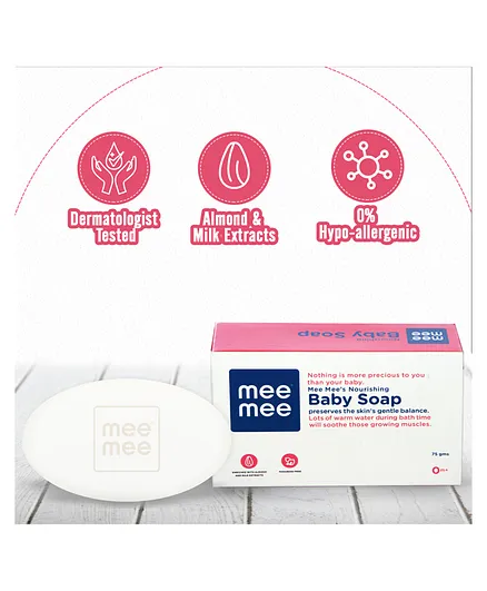 Mee Mee Nourishing Baby Soap (75 gm) with Velvety Soft Liquid Talc-150gm