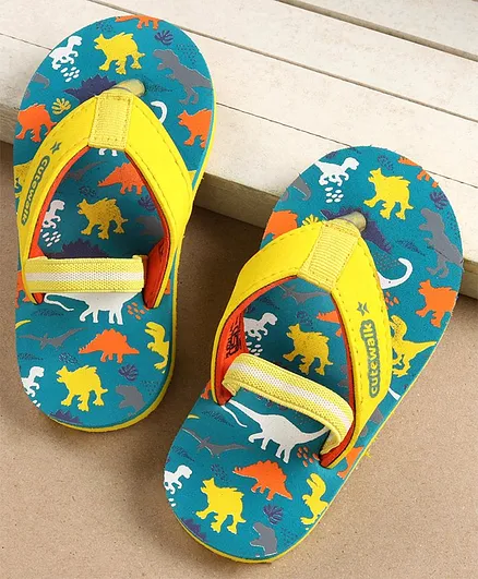Buy Cute Walk by Babyhug Flip Flops with Back Strap Dino Print