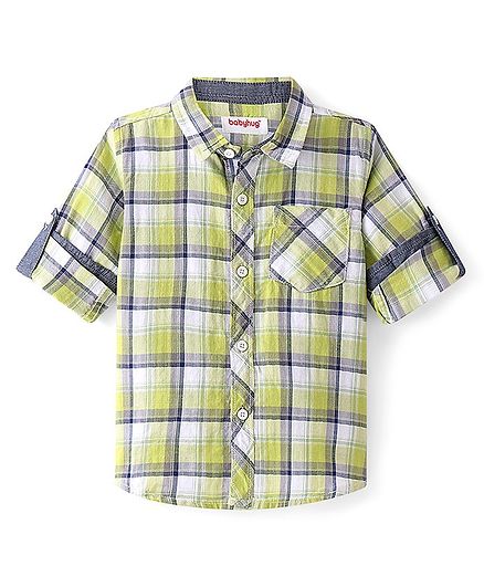 Babyhug Cotton Woven Full Sleeves Checked Shirt - Green